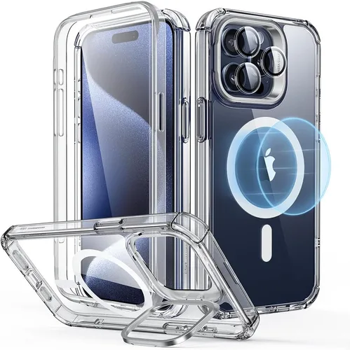 Vista 16 de ESR - Funda completa para iPhone 14 Pro Max, con soporte, MagSafe, a prueba de caídas de grado militar, protector de pantalla incorporado de vidrio
