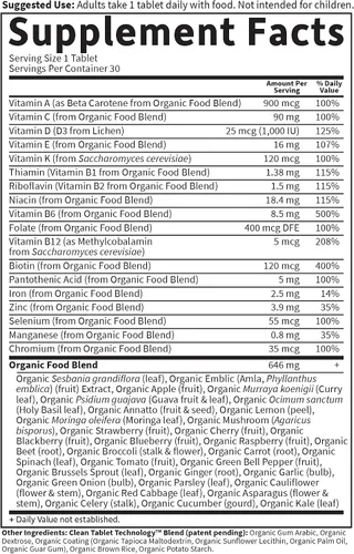 Vista 6 de Suplemento multivitamínico orgánico Garden of Life, para mujer, tabletas múltiples, una vez al día, hhh-kyyy-tra-rat8289, 30, 1, 1