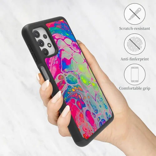 Vista 3 de Funda diseñada para Samsung Galaxy A32 (6.5"), funda duradera para teléfono con diseño de mármol abstracto firmado para Galaxy A32 5G, resistente