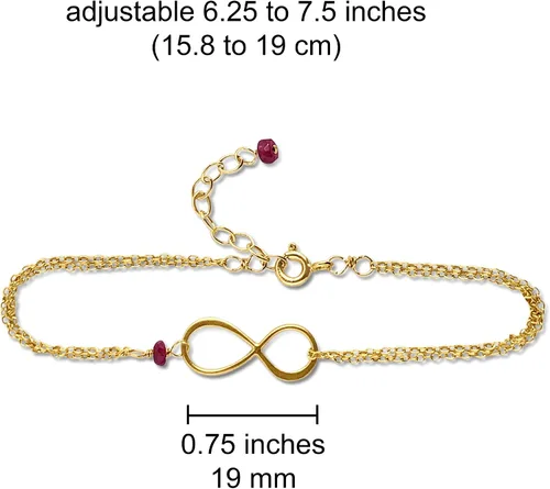 Vista 103 de Pulsera con dije de infinito con piedra natal, joyería hecha a mano, regalo para ella