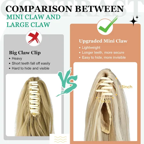 Vista 3 de Extensión de Cola de Caballo con Pinza de 18" de Largo Rizada Ondulada con Clip de Aspecto Natural Extensión de Cabello Sintético Postizo de Cola