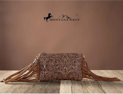 Vista 3 de Montana West Cowhair - Bolso cruzado de piel para teléfono celular, cartera para mujer, vaquera occidental, pequeño bolso cruzado