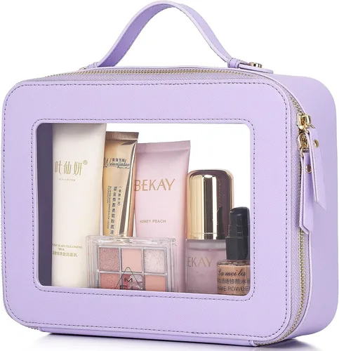 Vista 28 de Pinkmik Pequeña bolsa de maquillaje transparente, mini estuche para cosméticos, bolsa de aseo impermeable con cremallera, organizador de bolsos