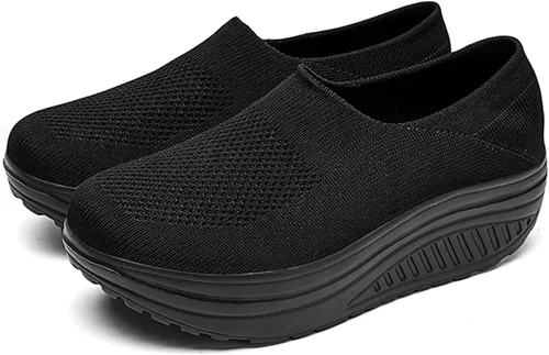 Vista 2 de MLAGJSS Tenis sin cordones para mujer, con cojín de aire, ortopédicos, para diabéticos, para caminar con soporte de arco