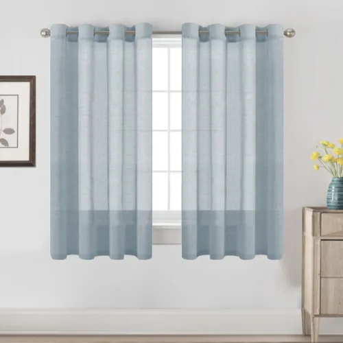 Vista 34 de H.VERSAILTEX Cortinas de lino de mezcla natural para sala de estar/cortinas de lino semitransparentes reductoras de luz de 54 pulgadas de largo