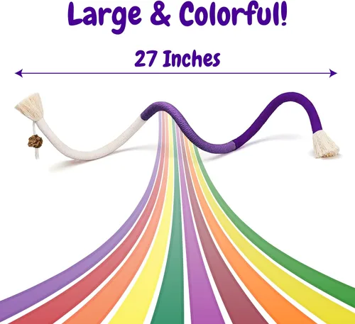 Vista 2 de Cuerda masticable para gatos, paquete de 3 cuerdas para masticar para limpieza de dientes, juguetes de dentición para gatitos con palo