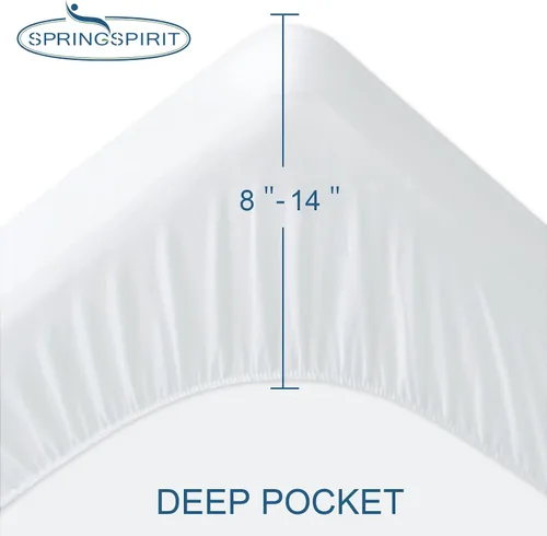 Vista 2 de Protector de colchón de tamaño matrimonial, paquete de 2 fundas impermeables para colchón de rizo de 14 pulgadas, súper suave, transpirable y sin