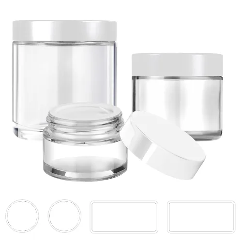 Vista 9 de Tarro de vidrio ámbar con tapas, Tecohouse tarros de vidrio de 4 oz, 2 oz y 1 oz con tapas y calcomanías, recipientes de viaje reutilizables
