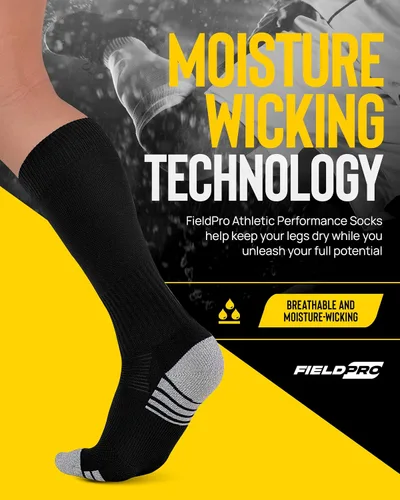 Vista 4 de FieldPro 3 & 4 Pairs Adult & Youth Soccer Socks - 6 Colors Knee High Softball & Baseball Socks Men, Women and Youth