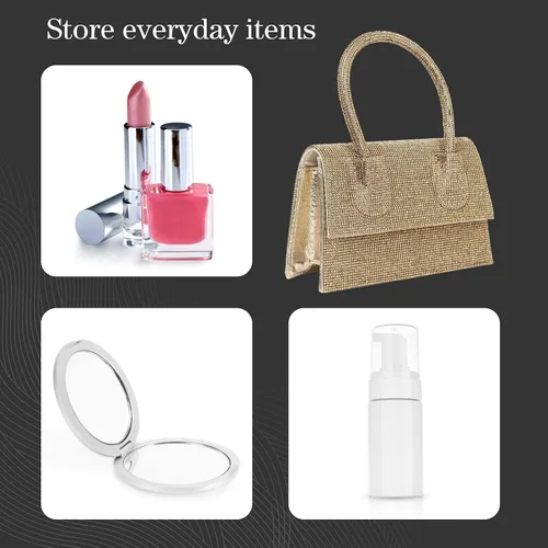 Vista 4 de Bolsos de mano con asa superior para mujer, elegante y elegante, con cuentas brillantes, bolso de mano, bolso cruzado de cadena para noche, fiesta