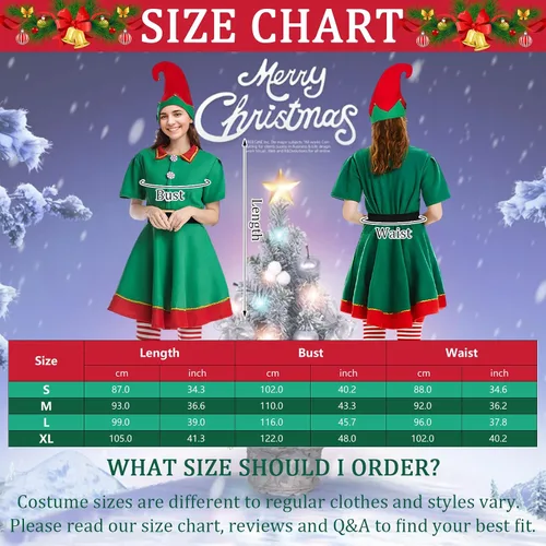 Vista 4 de Forfamy Disfraz de elfo de Navidad para adultos, hombres, mujeres y niños, disfraz festivo de Papá Noel, sombrero de elfo, orejas, accesorios