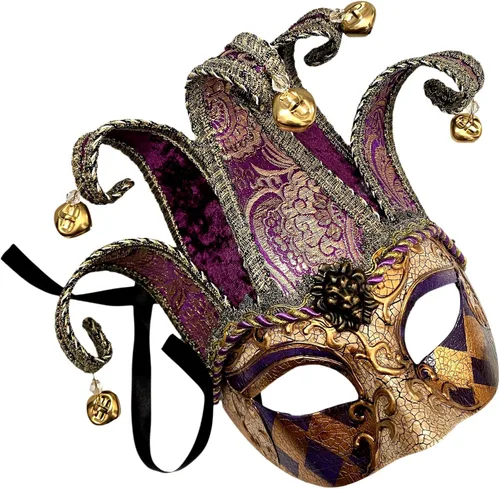 Vista 11 de Máscara unisex para hombre, Mardi Gras, vintage, arlequines, mascarada, Jolly Jester, cosplay, baile, cumpleaños, carnaval