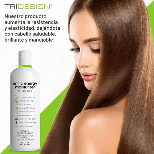 Vista 6 de TRIDESIGN Unific Energy Moisturizer - Acondicionador de cabello profundo para cabello seco dañado, hidratante para cabello rizado, encrespado