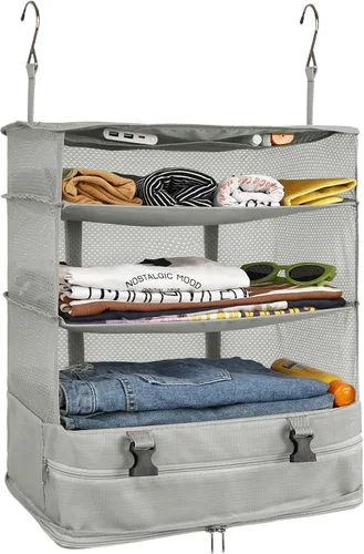 Vista 36 de Surblue Bolsa de Almacenamiento para Viaje con Estantes Colgantes, Cubo de Empaque de Compresión para Maleta Plegable con Capa Extensible de Gran