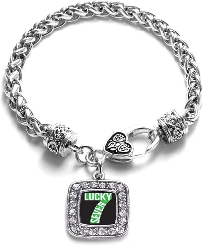 Vista 216 de Pulsera de dijes cuadrados de plata con joyería de circonita cúbica