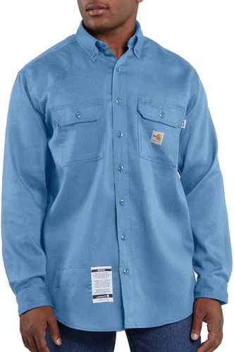 Vista 4 de Carhartt Camisa de sarga ligera resistente al fuego para hombre Azul marino oscuro
