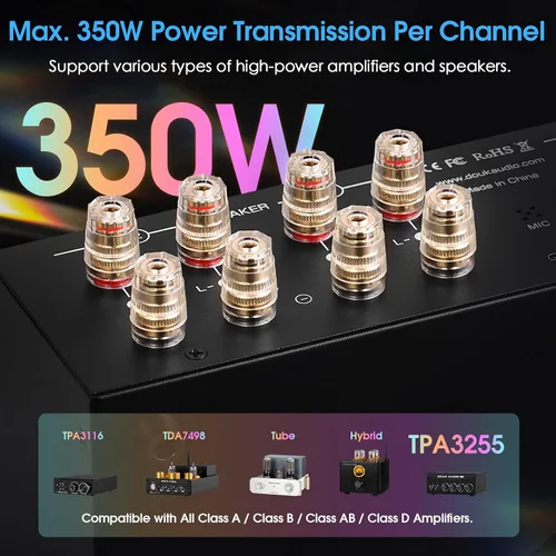 Vista 11 de Douk Audio VU3 PRO Medidor VU Analógico Dual, Interruptor de Amplificador de 2 Vías, Selector de Altavoces, Caja Conmutadora de Audio