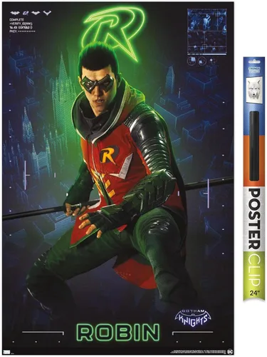 Vista 19 de Trends International DC Comics Gotham Knights - Póster de pared de Robin, 14.725 x 22.375 pulgadas, versión enmarcada de madera de granero