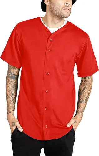 Vista 38 de Hat and Beyond camiseta de béisbol para hombre con botones hipster hip hop