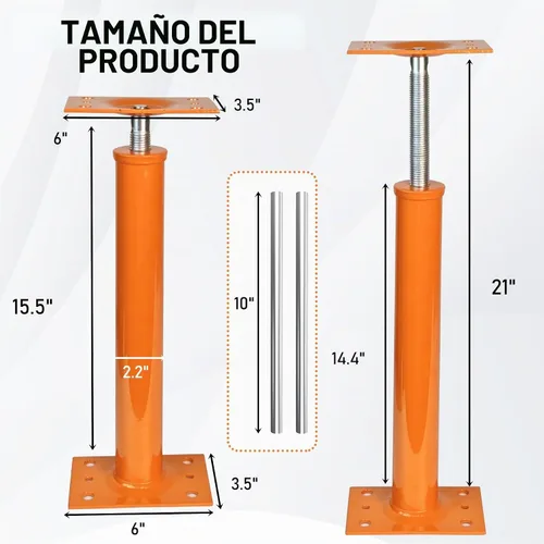 Vista 7 de Jack House Jack para nivelación, 15.5 a 21 pulgadas, gato de suelo Naranja
