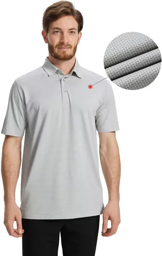 Vista 2 de Mens Golf Shirts Dry Fit Jacquard Performance Moisture Wicking Short Sleeve Collared Polo Shirts