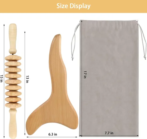 Vista 6 de 2 herramientas de madera Gua Sha, herramienta de drenaje linfático, herramientas de masaje de terapia de madera, herramientas manuales Gua Sha