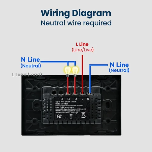 Vista 7 de Interruptor inteligente, requiere cable neutro, control de aplicación, gris 2 botones 4.65 X 2.83 X 1.34 Inches,Only 2.4GHz Wi-Fi,Voice