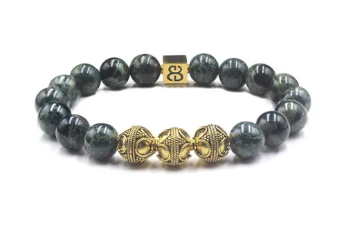 Vista 4 de Men's Jade and Gold Beads Bracelet, Jade Bracelet, Designer Bracelet