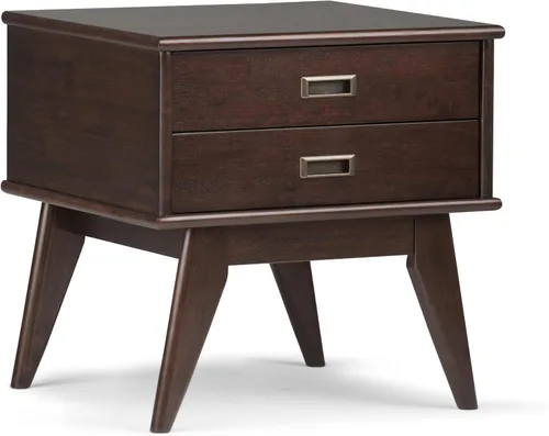 Vista 16 de SIMPLIHOME Draper - Mesa auxiliar rectangular de madera maciza de 22 pulgadas de ancho con cajón de almacenamiento en marrón caoba medio, mesita
