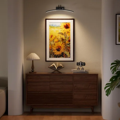 Vista 9 de PAIHOME Luces para fotos en la pared, luz magnética recargable con sensor de movimiento inteligente, control remoto regulable y temporizador