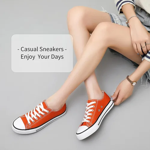 Vista 6 de Adokoo - Tenis informales de lona para mujer, caña baja, con cordones, cómodos, para caminar