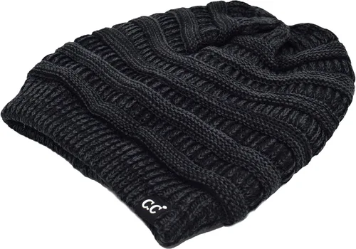 Vista 24 de C.C Winter Oversized Beanie Hat with Fuzzy Lining – Thick Knit Thermal Beanie for Cold Weather, Soft Warm Fleece Lined Cap