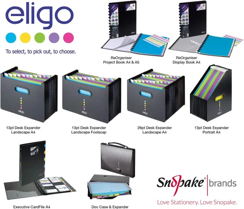 Vista 6 de Snopake Expansor de escritorio A4 Eligo Landscape 13-Part – Negro [Pack de 1] Ref: 15174