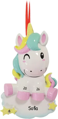 Vista 9 de Adornos de Navidad Personalizados de Carrusel 2025 - Adornos Personalizados de Carrusel de Navidad Adorno de Unicornio Personaje para Niñas Niña