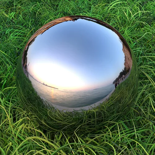 Vista 7 de Lulu Decor, bola de espejo de observación de cobre y acero inoxidable de 30,48 cm, globo de decoración de jardín con acabado suave y brillante