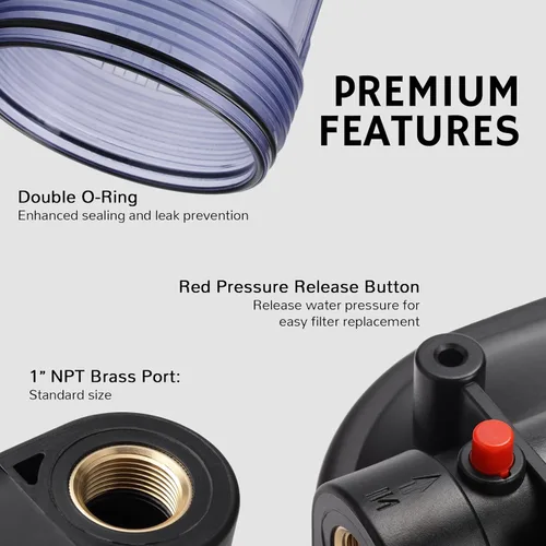 Vista 2 de Airthereal Carcasa universal para filtro de agua para toda la casa, cartucho de carbono de sedimentos de 10 x 4.5 pulgadas, sistema de prefiltración