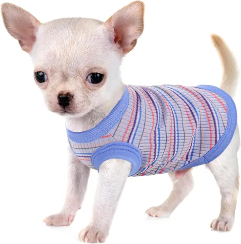 Vista 12 de Eleva la Comodidad y la Moda de tu Mascota: Chaleco de Camisa para Perros de Algodón 100% Acanalado Premium para Razas Pequeñas como Chihuahuas