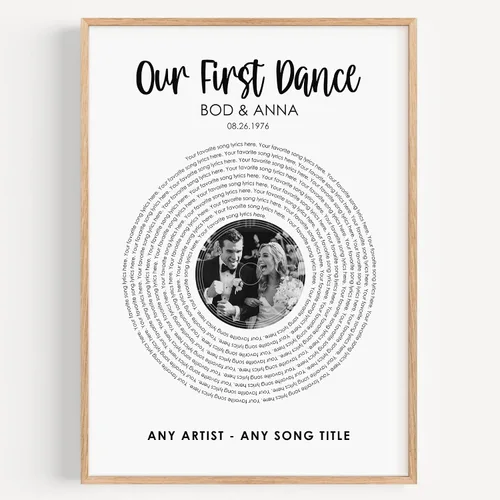 Vista 24 de Póster personalizado de lienzo de aniversario de boda, regalo personalizado, letrero de aniversario del año «Then and No», foto del 25 ° u otro
