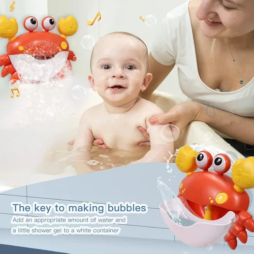 Vista 6 de Charmspal Juguete de baño para niños pequeños, juguetes de baño de cangrejo para niños, juguetes de bañera con burbujas musicales, juguetes de baño