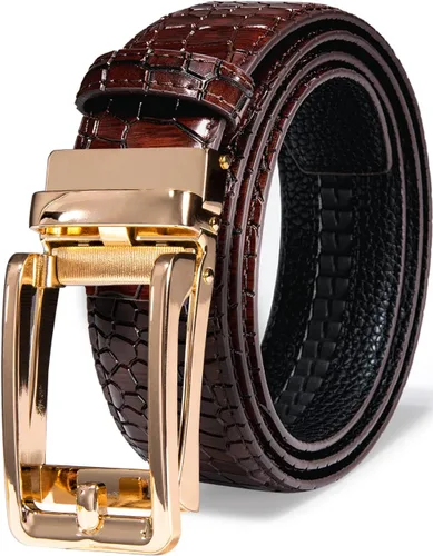 Vista 22 de Barry.Wang Cinturón de trinquete de cuero para hombre 1 3/8" hebilla A Oro Verde