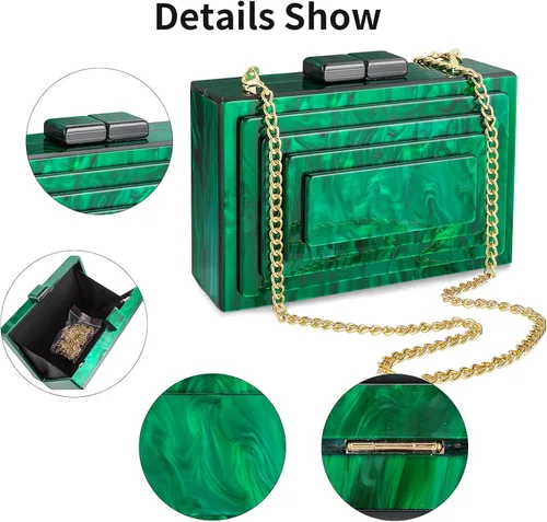 Vista 3 de YYW Bolso de mano de noche de acrílico para mujer, elegante bolso de hombro cruzado para boda, cóctel, fiesta, fiesta de Navidad