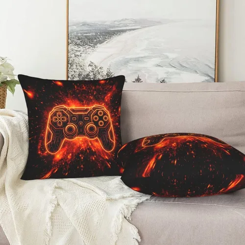 Vista 5 de Perinsto Juego de 2 fundas de almohada decorativas para sofá, cama, decoración del hogar, 16 x 16 pulgadas
