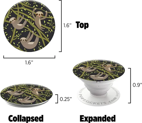 Vista 7 de PopSockets Agarre para teléfono con soporte expandible, agarre adhesivo - Sloths-A-Lot