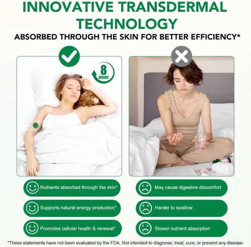 Vista 7 de Parches NAD+ de 30 unidades – 500 mg NMN y Resveratrol parches antienvejecimiento para la piel, 8 horas de energía NAD Boost parche con NAC y CoQ10