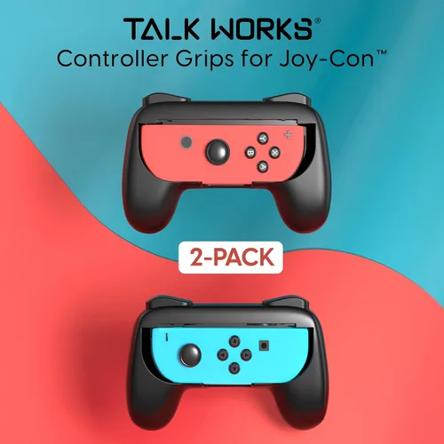 Vista 2 de TALK WORKS Grips for Nintendo Switch Joycon Controller 2 Pack - Game Accessories Joy-Con Handheld Joystick Remote Control Holder Joy Con Kit - Black