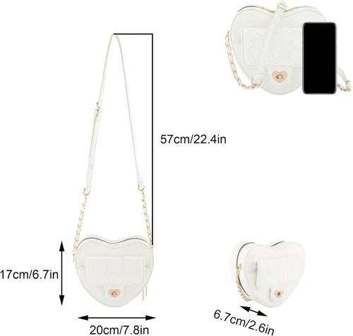Vista 2 de Ayliss Bolso cruzado para mujer, con forma de corazón, bolso de hombro pequeño, bolso cruzado de noche, bolso de piel sintética