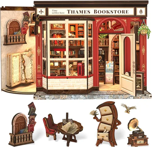 Vista 21 de Kit de rincón de libros Cutefun - Kit de casa de muñecas en miniatura de bricolaje para adultos y adolescentes, kit de construcción de mini casa