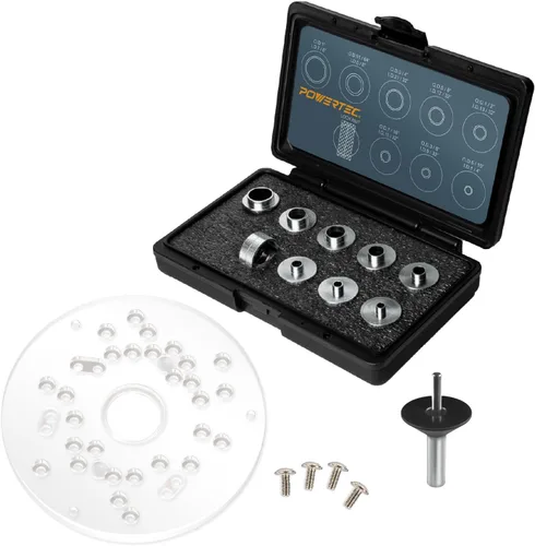 Vista 14 de POWERTEC Placa base universal de 6-1/2 pulgadas con pasador de centrado y cono. agujeros preperforados con tornillos para cable Porter, Bosch