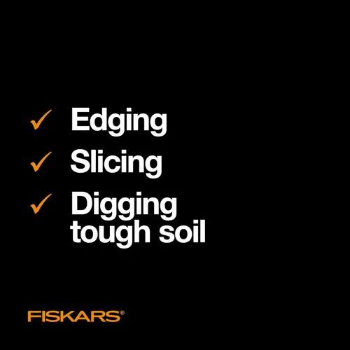 Vista 5 de Fiskars Pala de jardín de 46 pulgadas, pala plana de acero con mango ergonómico en D, pala cuadrada de hoja afilada para bordes de césped