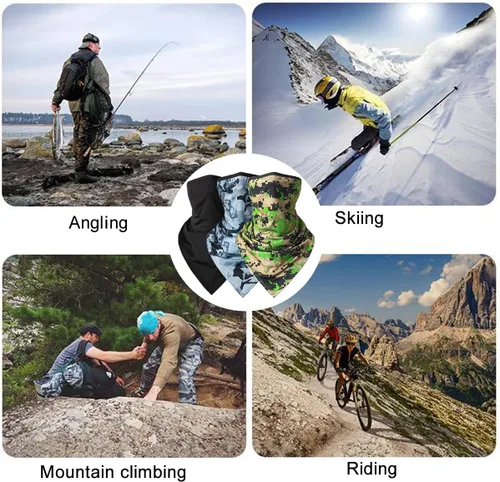Vista 7 de 6 unidades de bandana para la cara, con cintas para las orejas, polaina para el cuello, bufanda, pasamontañas, para hombres y mujeres, deportes al